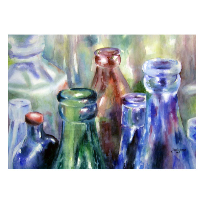 Botellas acuarela