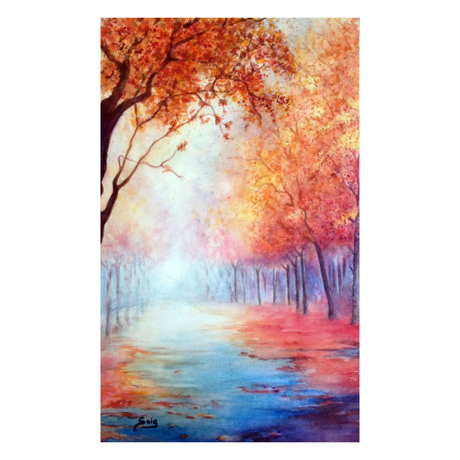 El otoño llega acuarela