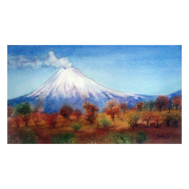 Popocatépetl acuarela